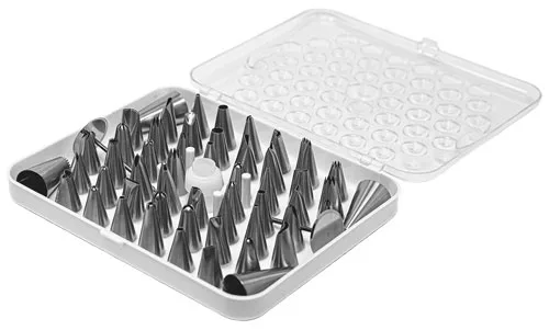 Omcan USA 48898 Cake Decorating Set, 52‑Piece Stainless Steel Skull Design, Seamless, Smallwares - 52/Set