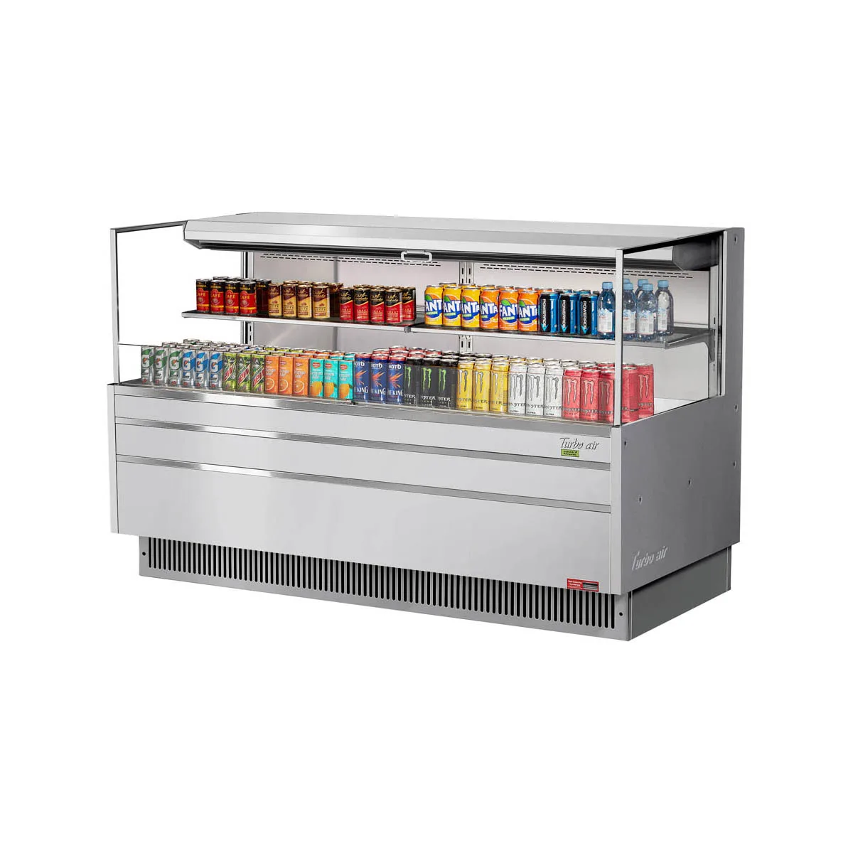 Turbo Air TOM-72L-UF-S-2S-N 70" Horizontal Open Air Merchandiser, Stainless Steel, Self-Contained, 1 Shelf