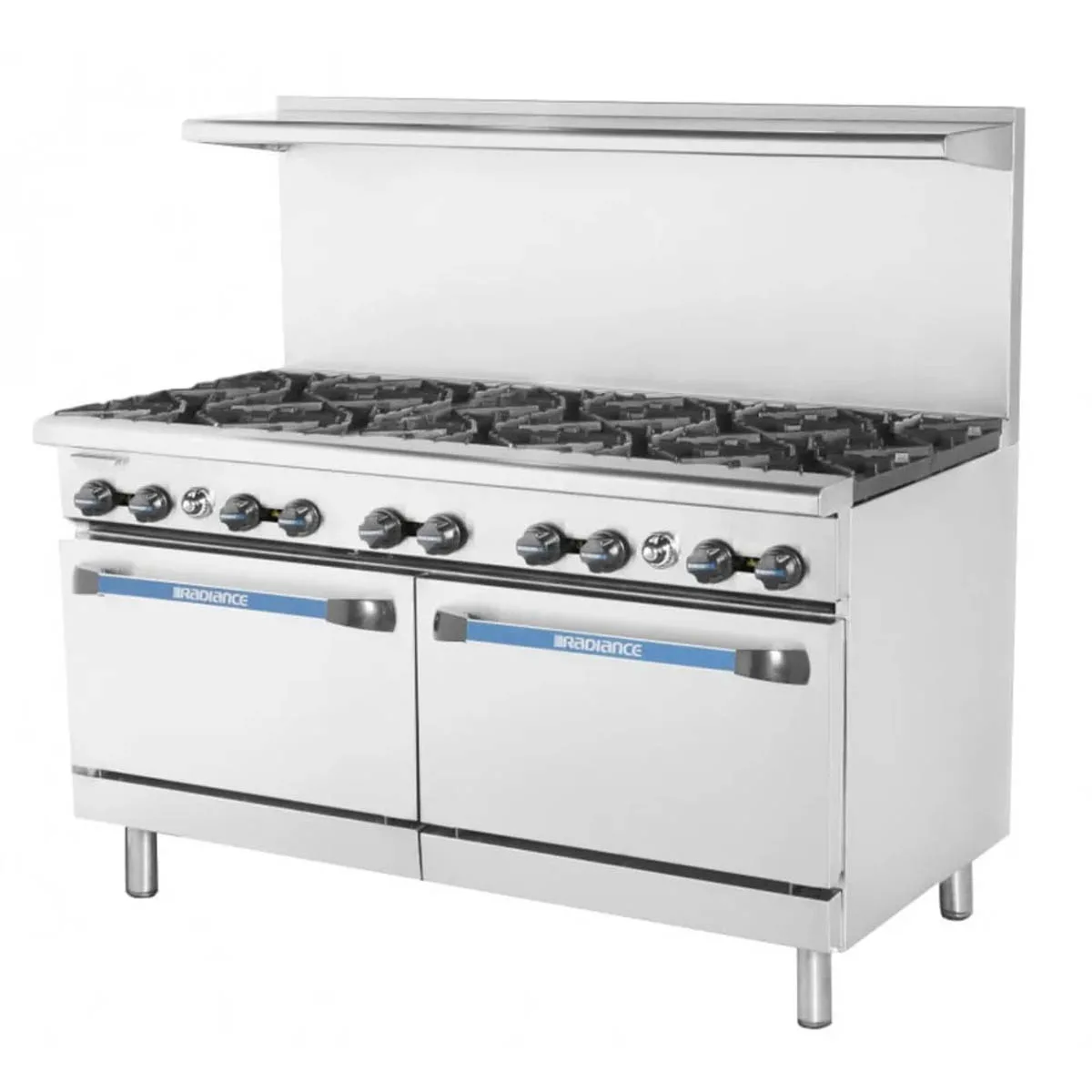 Turbo Air TAR-10 60" Gas Restaurant Range w/ (10) Open Burners, (2) Standard Ovens, 390.000 BTU