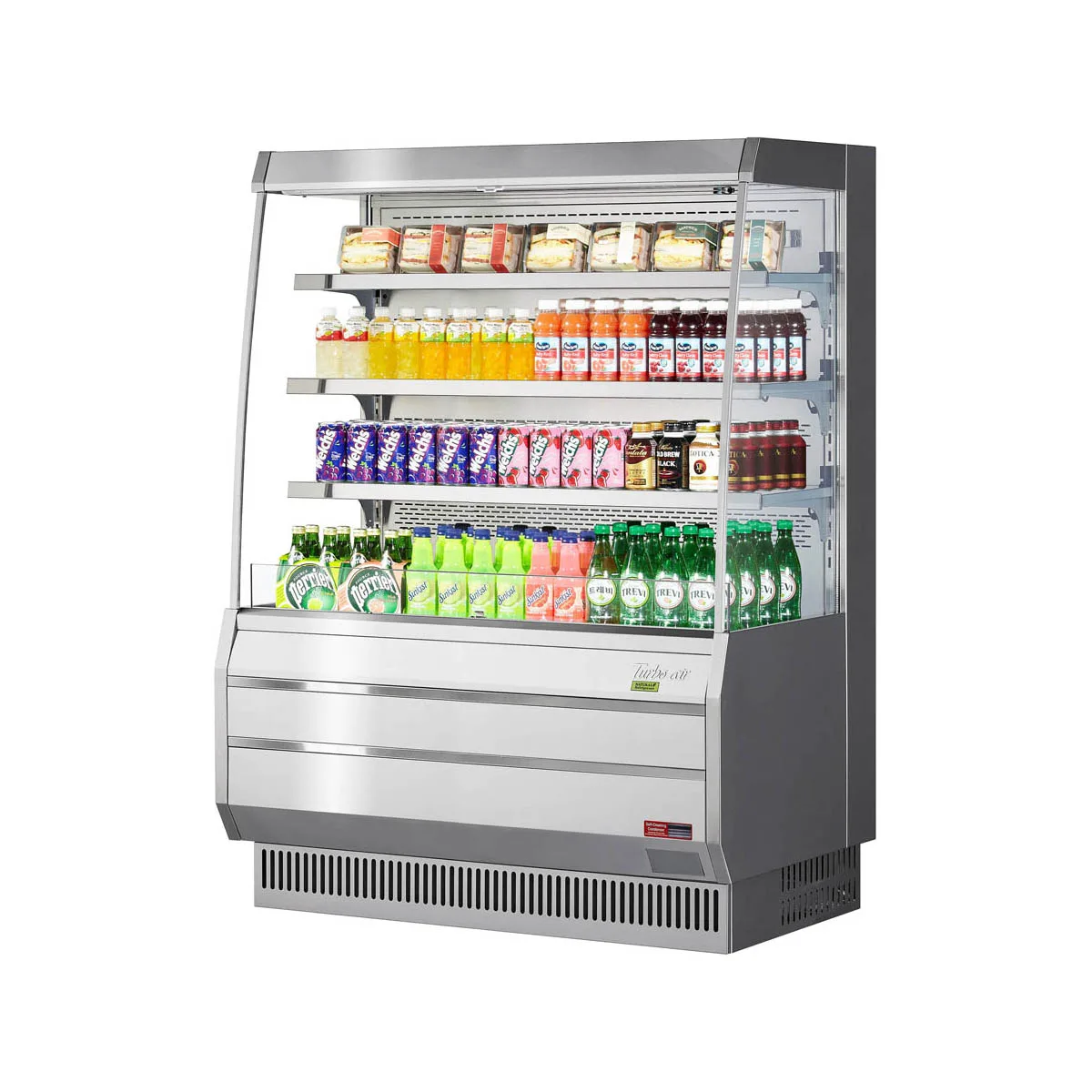 Turbo Air TOM-50MS-N 50" Vertical Open Air Merchandiser, Stainless Steel, Self-Contained, 3 Shelves