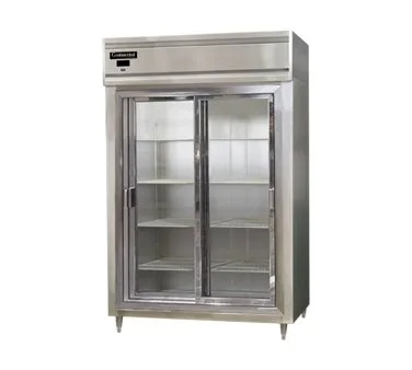 Continental Refrigerator D2RSNSSSGD 52" 2-Section Reach-In Refrigerator w/ 2 Glass Sliding Doors, All Stainless Steel, 32 cu. ft.