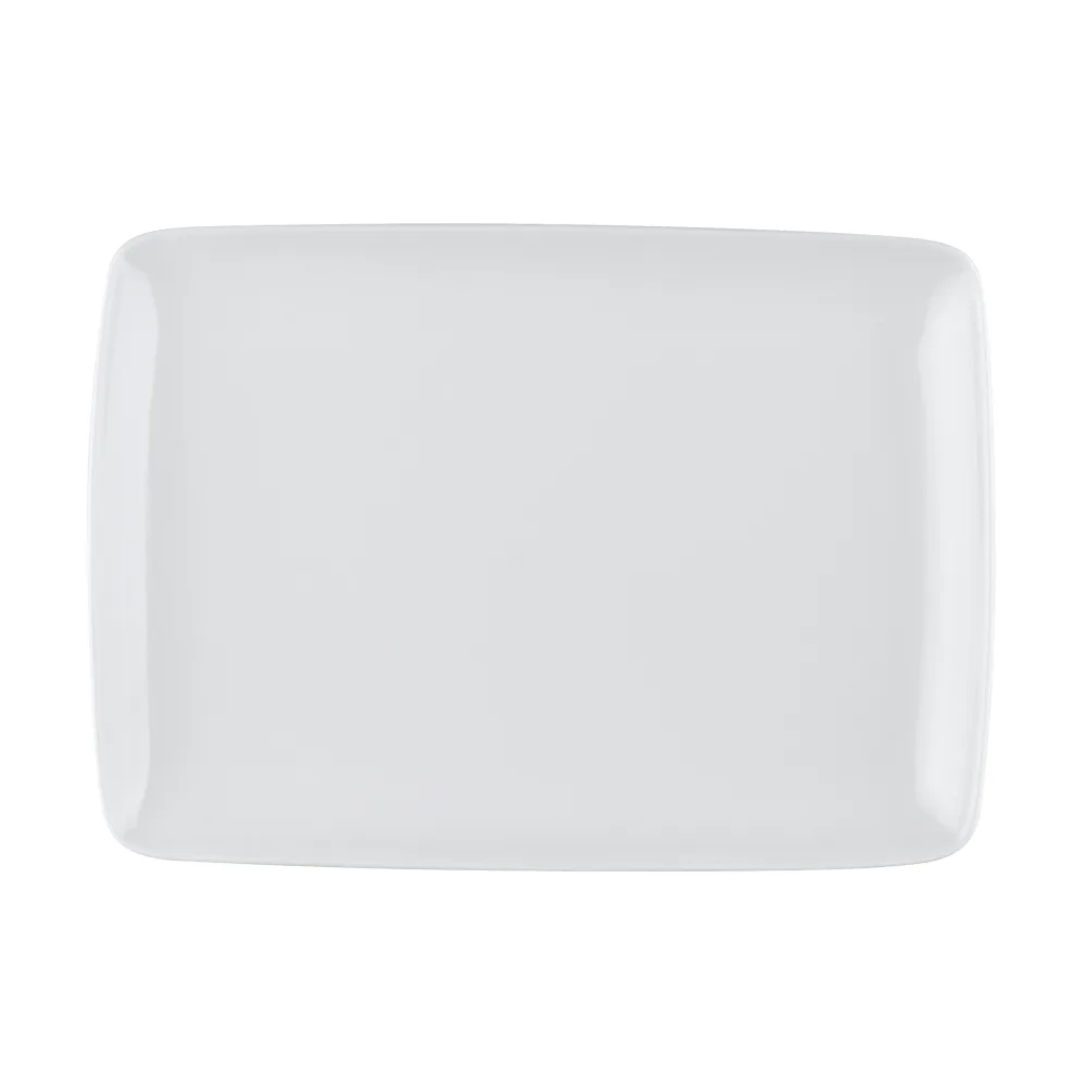 CAC China OXF-W13 Oxford Platter 11-5/8"Lx8-1/4"Wx1-1/8"H Rectangular Coupe White Porcelain- Dozen