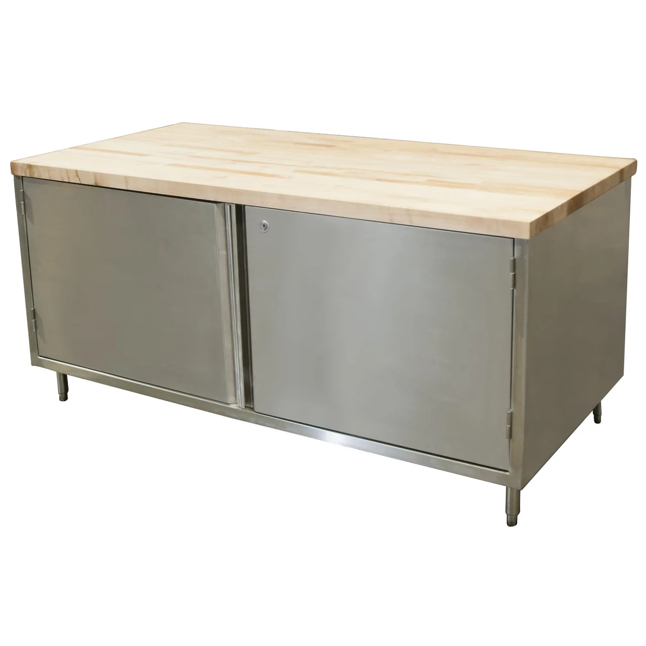 BK Resources CMT-3072HL Chef Table, Cabinet Base with Hinged Doors & Lock