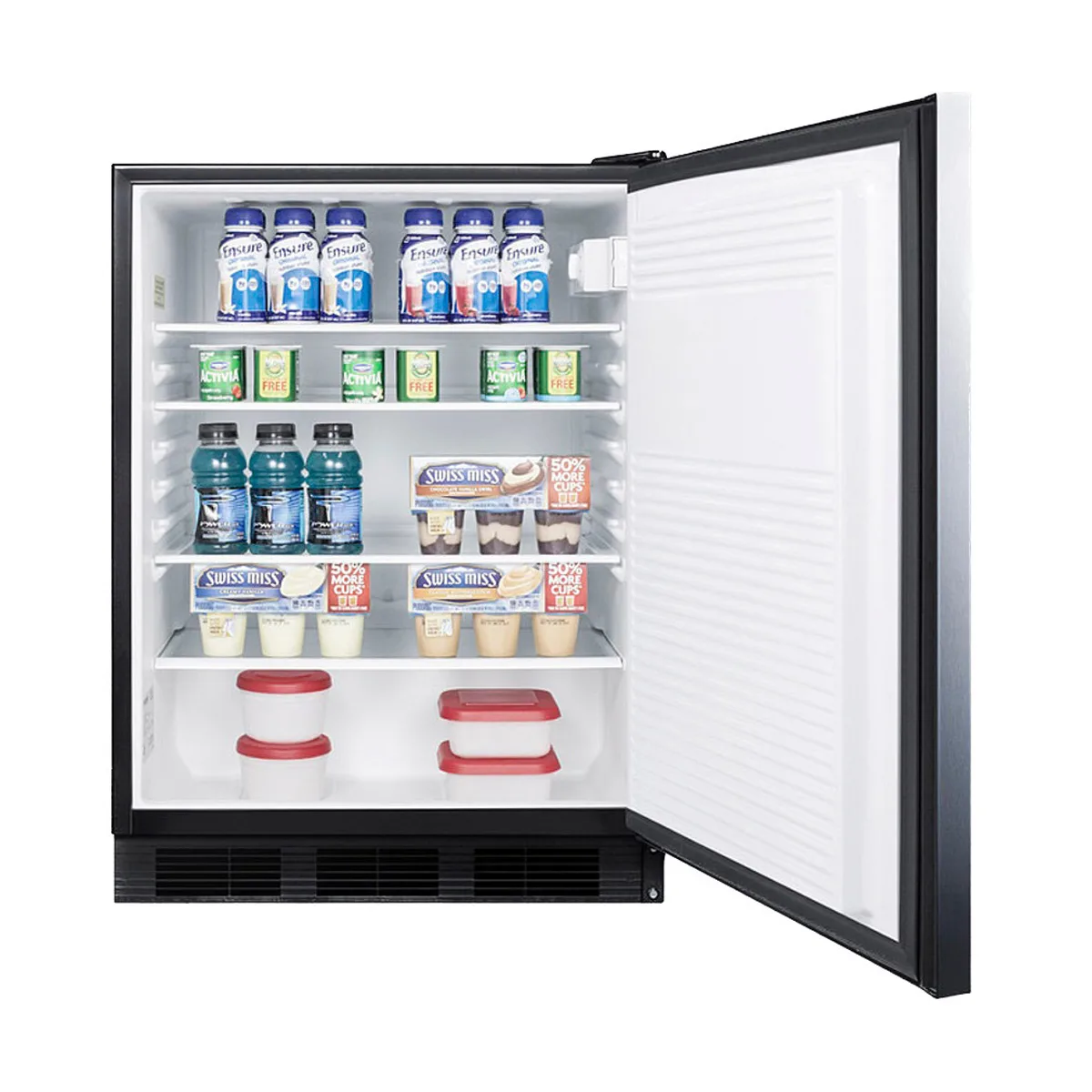 Summit FF7BKBISSHHADA 24" Built-in Undercounter Refrigerator in Black, Stainless Steel Door, ADA Compliant, 5.5 cu. ft.