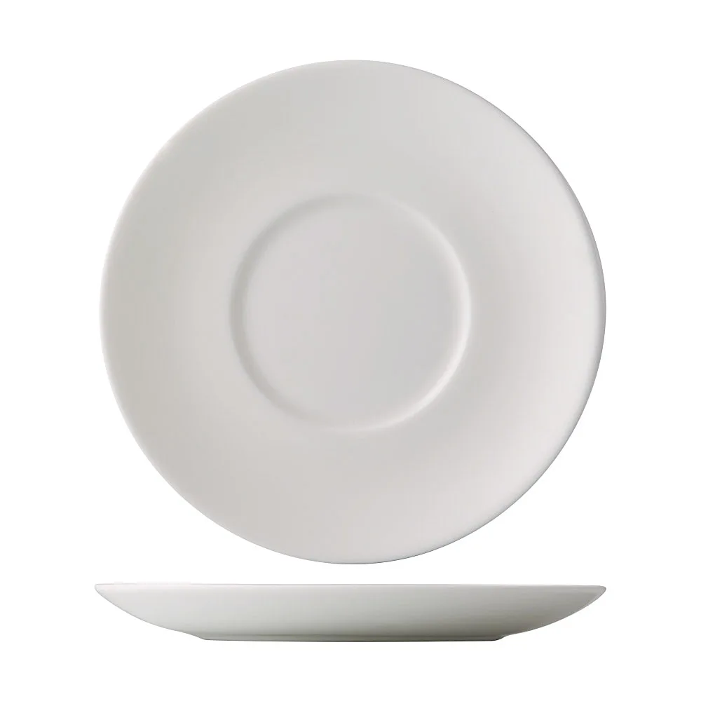 CAC China EVT-36 Round Porcelain Saucer 4.5" Dia x 0.38" H Bone White Dishwasher Safe - 1 Dozen