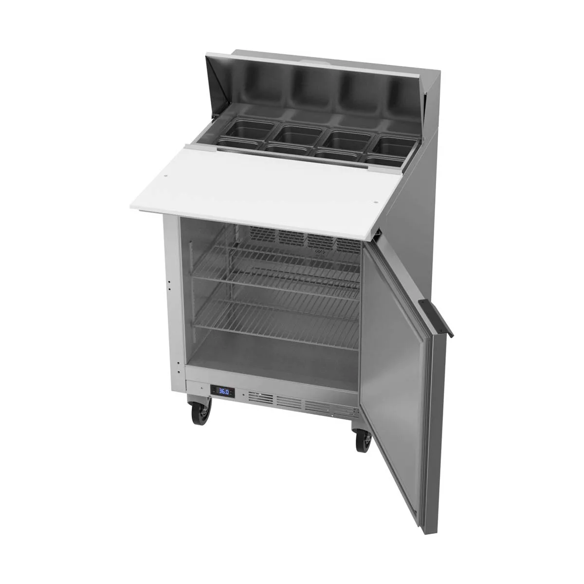 Beverage Air SPE27HC-C-B 27" One Section Sandwich/Salad Prep Table w/ 1 Door, 8 pans, 6.9 cu. ft.