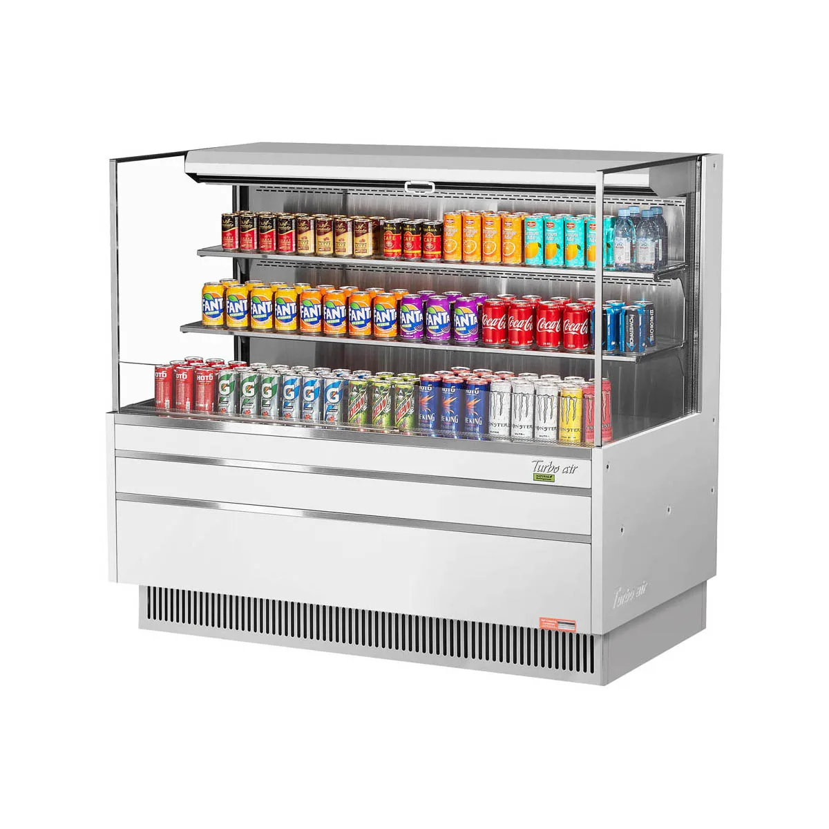 Turbo Air TOM-60L-UF-W(B)-3S-N 58" Horizontal Open Air Merchandiser, Specify Exterior, Self-Contained, 2 Shelves
