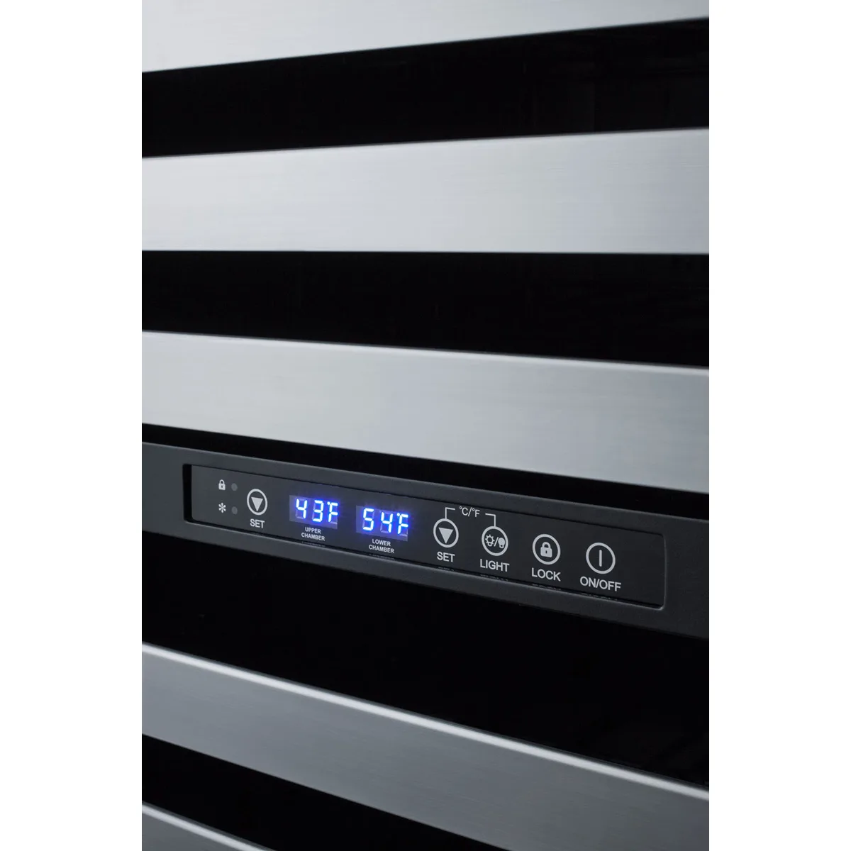 Summit SWC532BLBISTCSS 24" Glass Door Wine Refrigerator, Dual Temperature, 46 Bottles