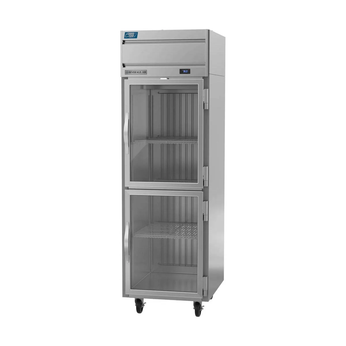 Beverage Air CT1HC-1HG 26" 1-Section Convertible Refrigerator Freezer w/ 2 Half Glass Doors, 23 cu. ft.
