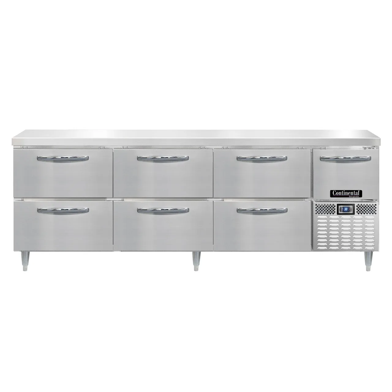 Continental Refrigerator DRA93NSS-D 93" Worktop Refrigerator w/ 6 Drawers &1 Half Door