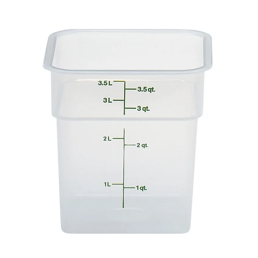 Cambro 4SFSPP190 CamSquare 4 Qt, 7.25" L x 7.25" W x 7.38" H PP, Dishwasher Safe, NSF, No Lid