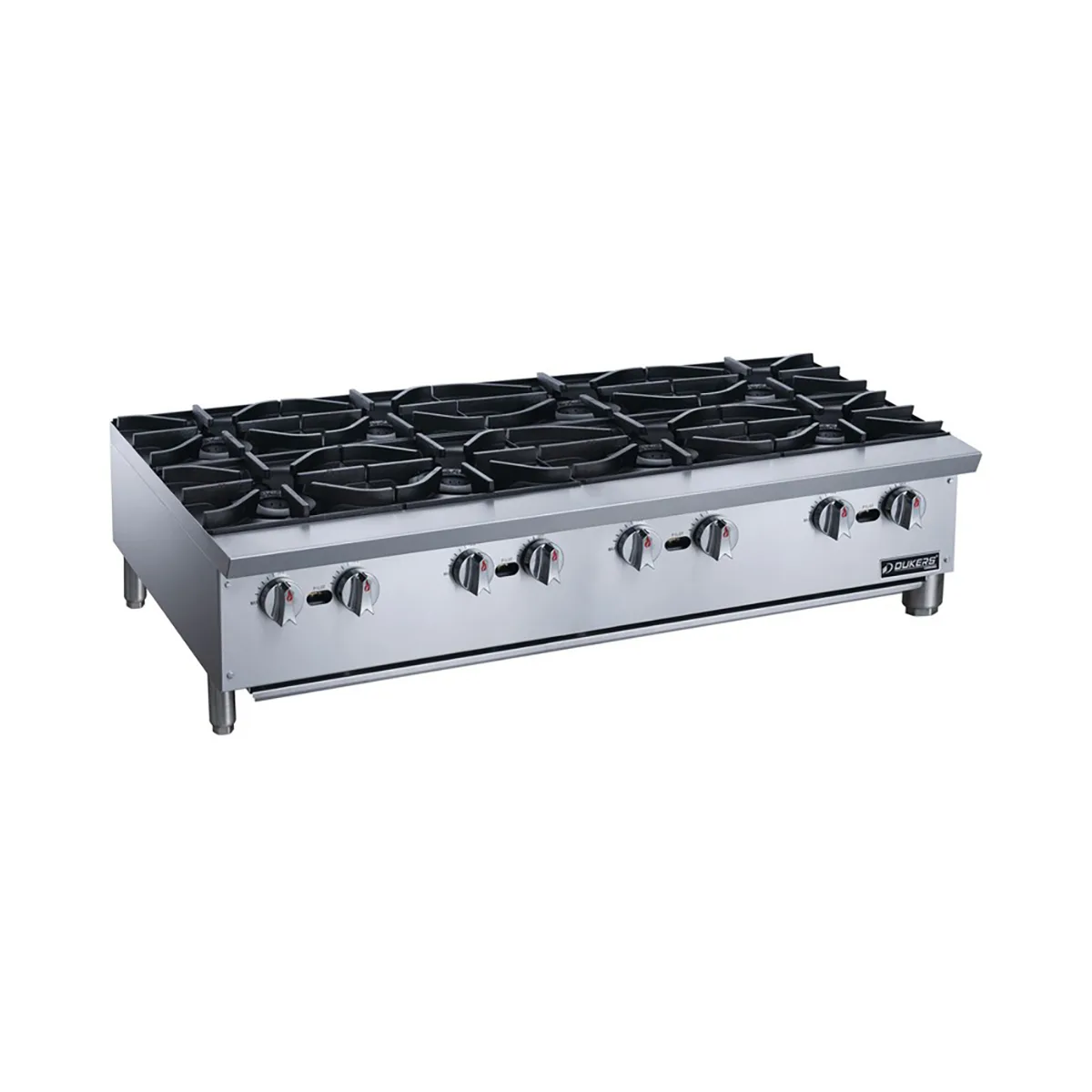 Dukers DCHPA48 48" Countertop Gas Hotplate with (8) Burners, Manual Controls, 224.000 BTU