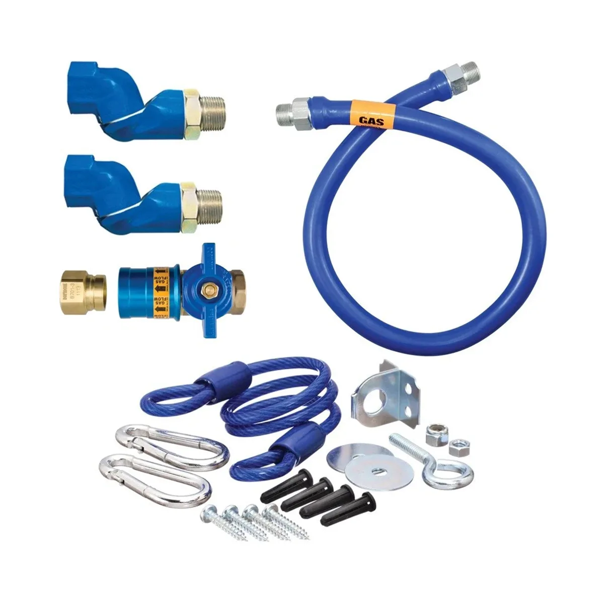 Dormont 16100KITCF2S48 Deluxe Safety Quik 48" Gas Connector Kit, Two Elbows, Restraining Cable, 1" Dia