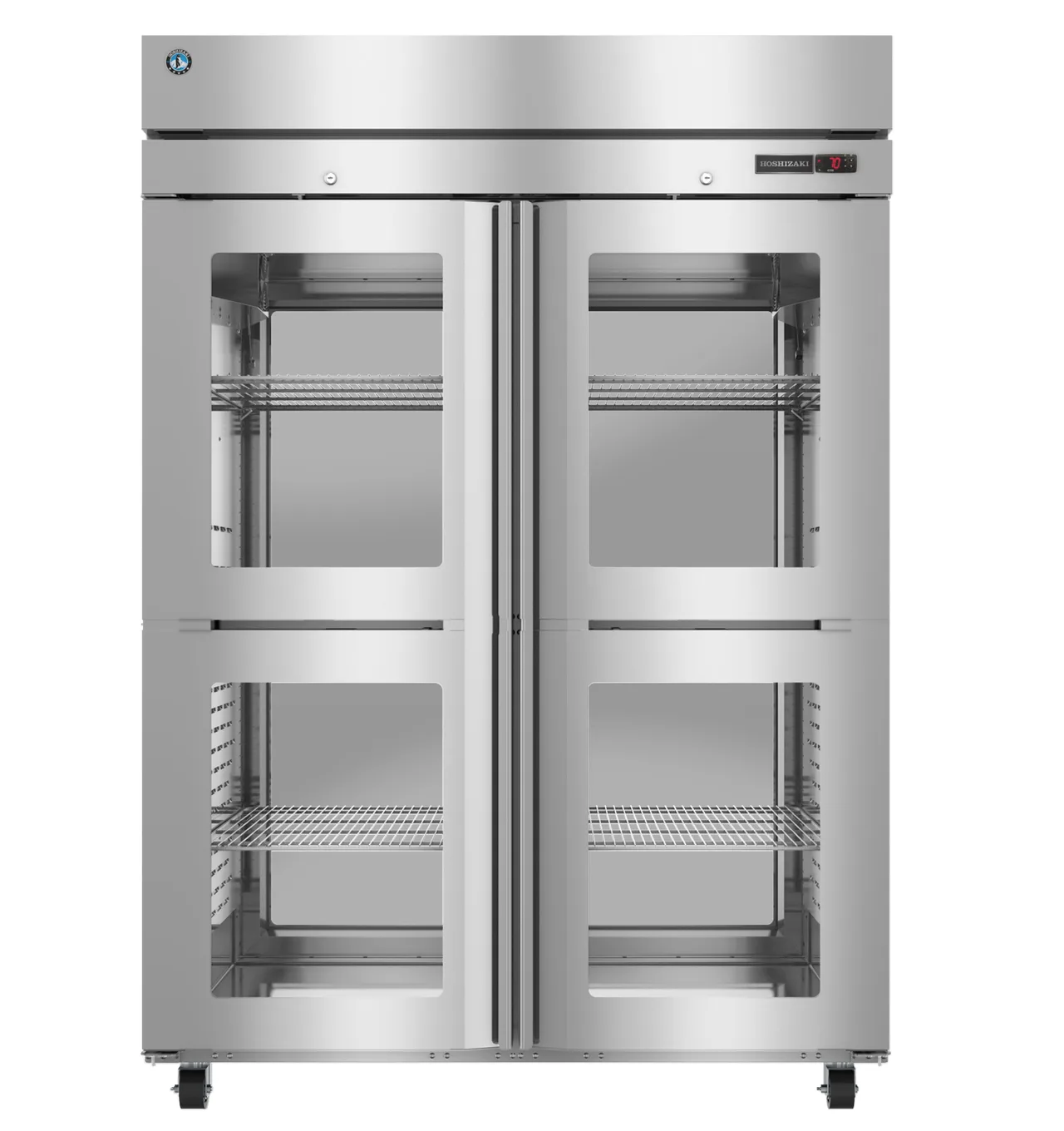 Hoshizaki HC2A-HGE-HGE 2-Section Half Glass Door Heated Holding Cabinet 55"x36"x80", Stainless Steel