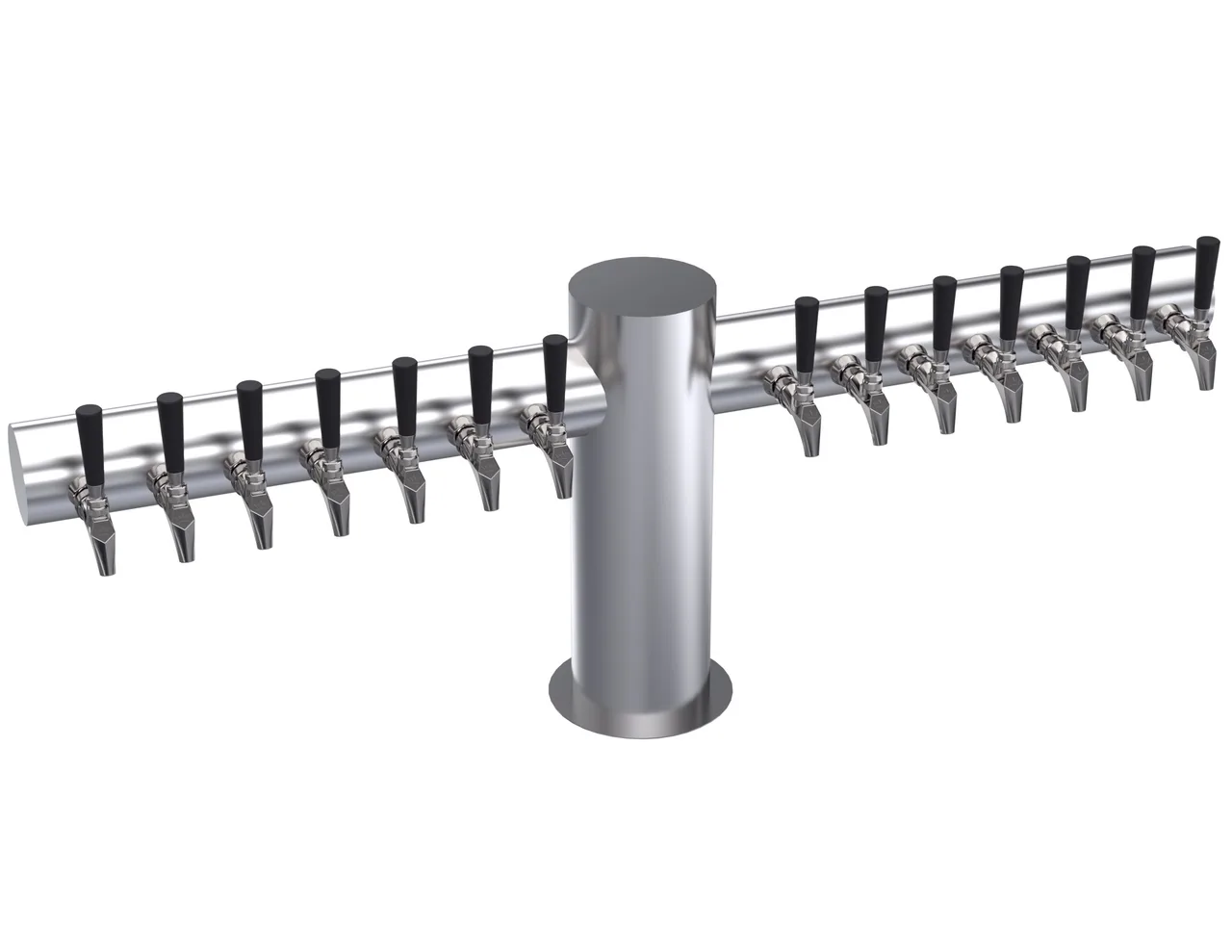Krowne KMT-14S Max-T Beer Tower, 14 Faucets, 51" Flange, Steel Finish, Glycol-Cooled, 1-Column