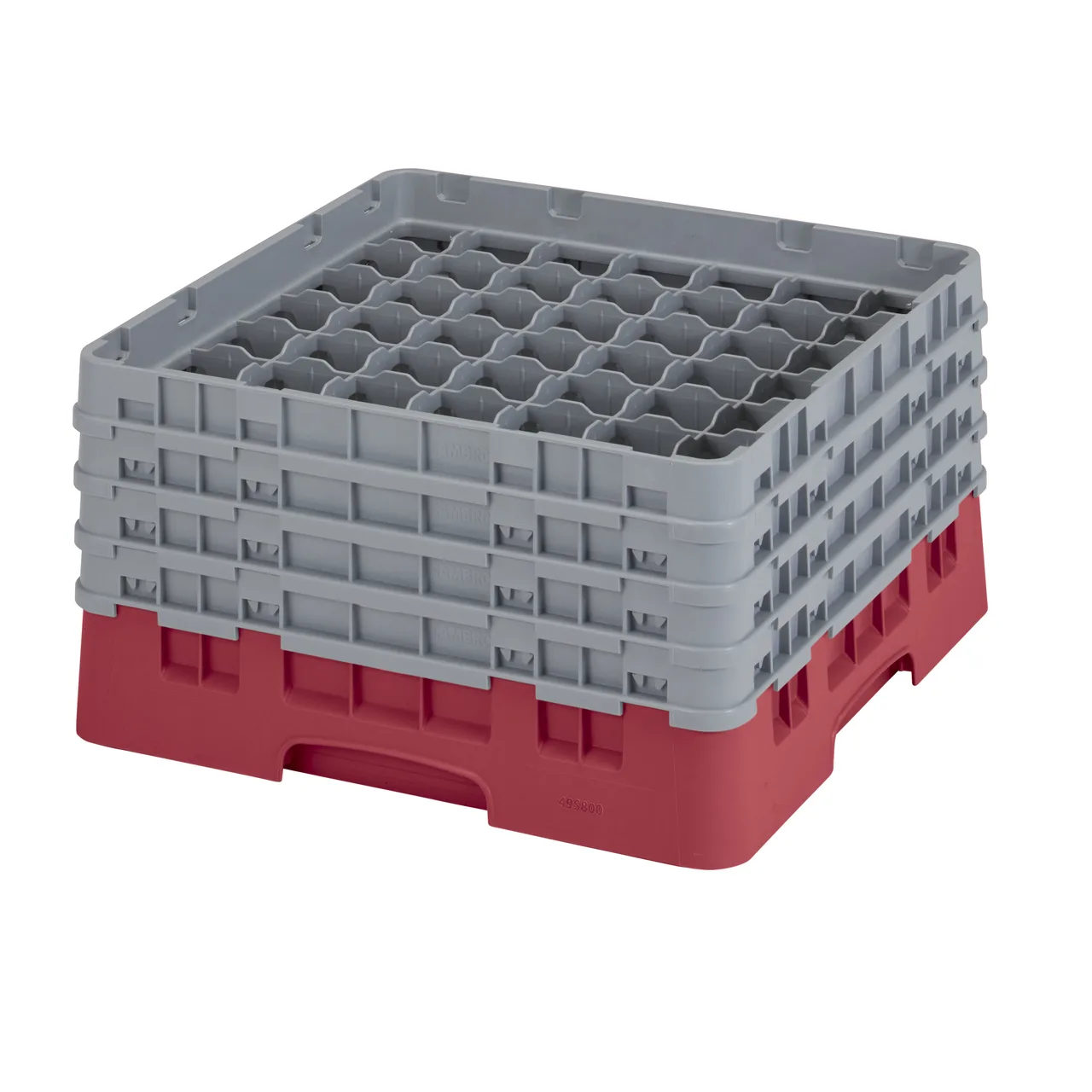 Cambro 49S800416 Camrack Glass Rack, Full Size, 19-3/4 x 19-3/4 x 10-1/2, 49 Compartments, Cranberry Red, HACCP Compliant, NSF Certified