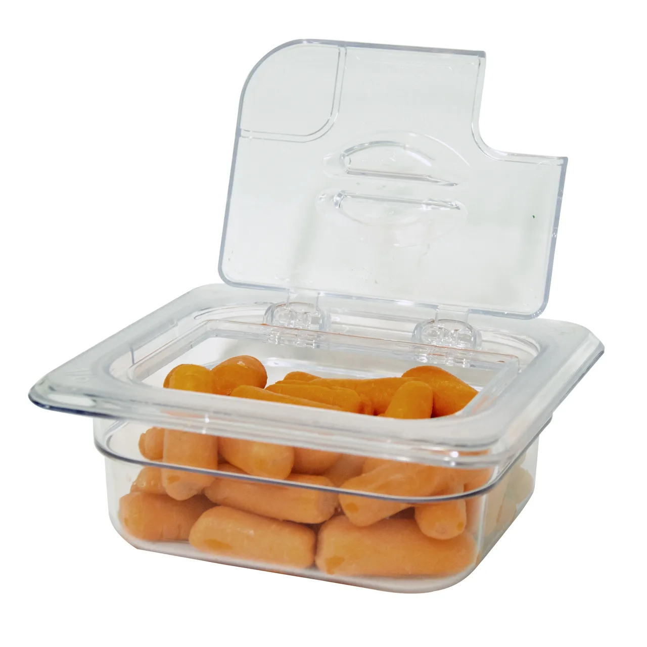 Omcan USA 43641 Flip N Lid 1/6 Cover Translucent PC Notched -40° to -100° Dishwasher/Microwave Safe