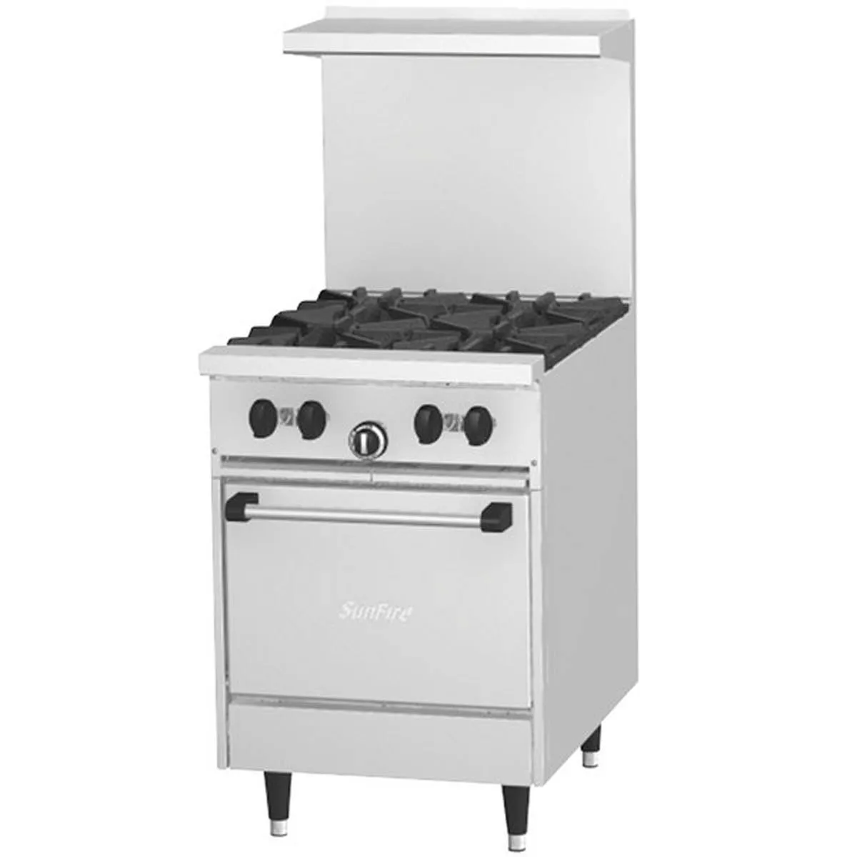 Garland US Range X24-4L 24"Gas Restaurant Range w/ (4) Open Burners, (1) Space Saver Oven, 145.000 BTU