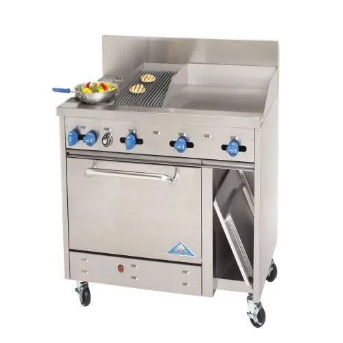 Comstock-Castle F3430-12-2RB 48" Gas Restaurant Range w/ (2) Burners, (1) 12" Griddle, (1) 24" Charbroiler, (1) Standard Oven, Cabinet Base, 198.000 BTU