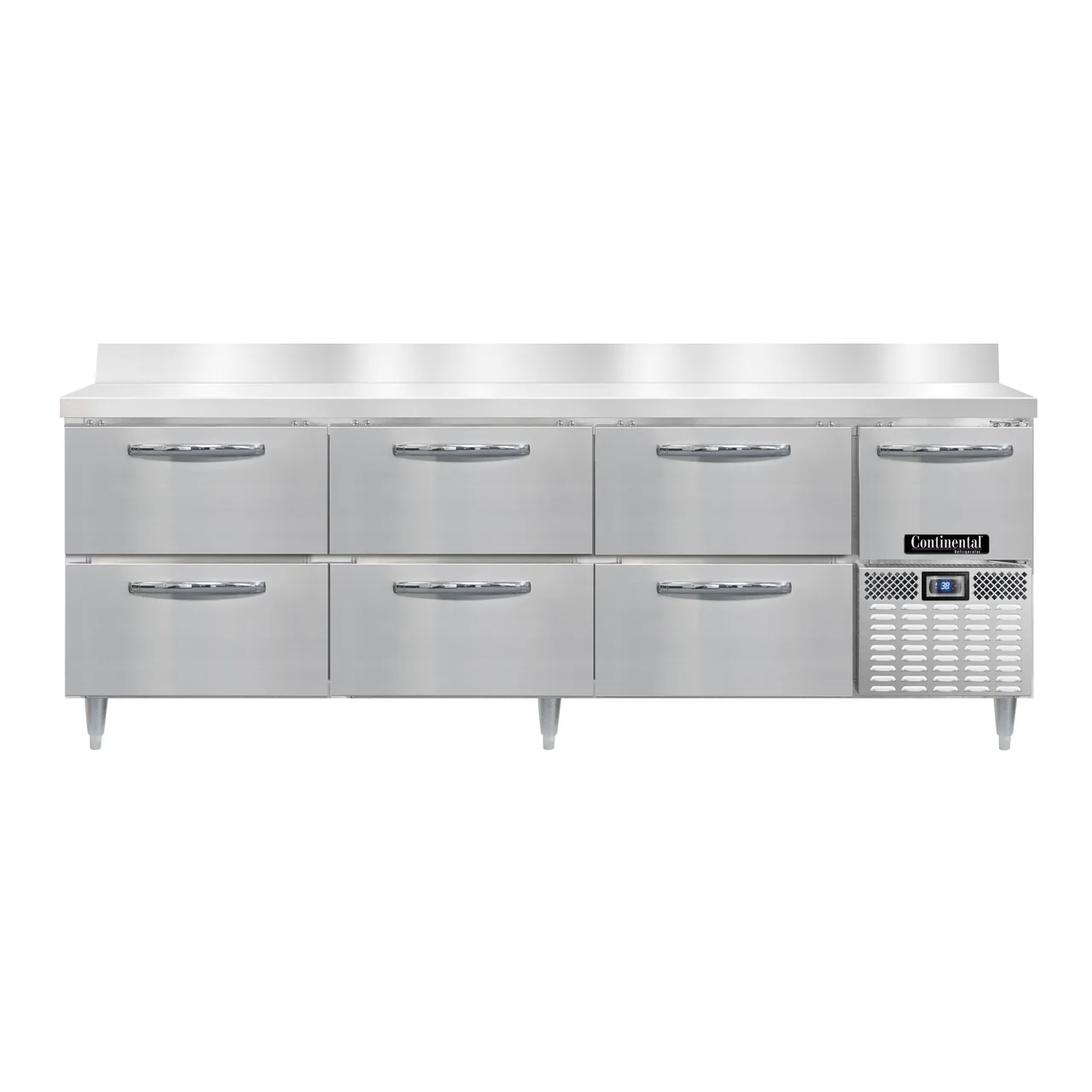 Continental Refrigerator DRA93NSSBS-D 93" Worktop Refrigerator w/ 6 Drawers & 1 Half Door