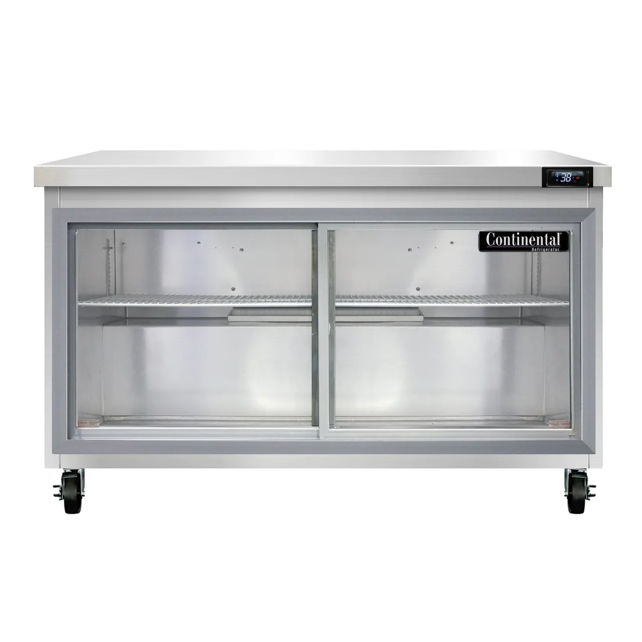 Continental Refrigerator SW48NSGD 48" Worktop Refrigerator w/ 2 Sliding Glass Doors, 13.4 cu. ft.