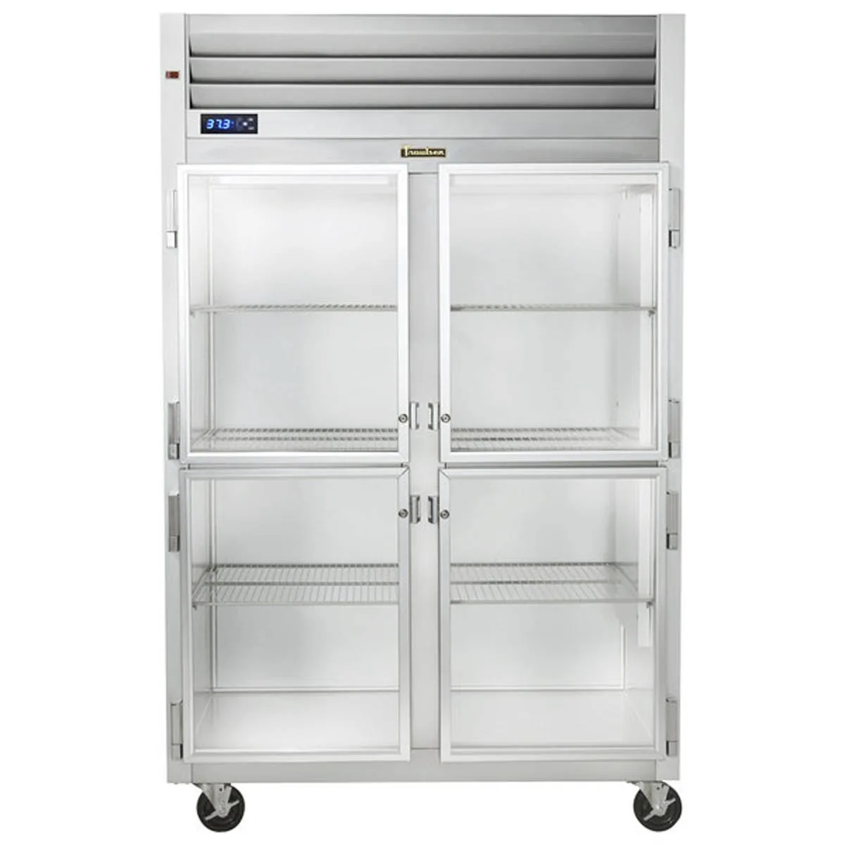 Traulsen G21000-032 52" 2-Section Reach-In Refrigerator w/ 4 Glass Half-Doors (hinged left/right), Top Mount, 46.5 cu. ft.