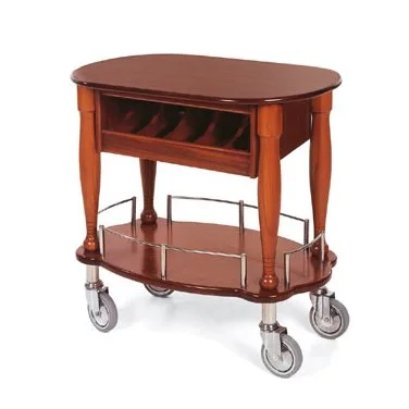 Lakeside 70036 Serving Cart w/ Oval Top and Shelf, 1 Cutlery Compartment