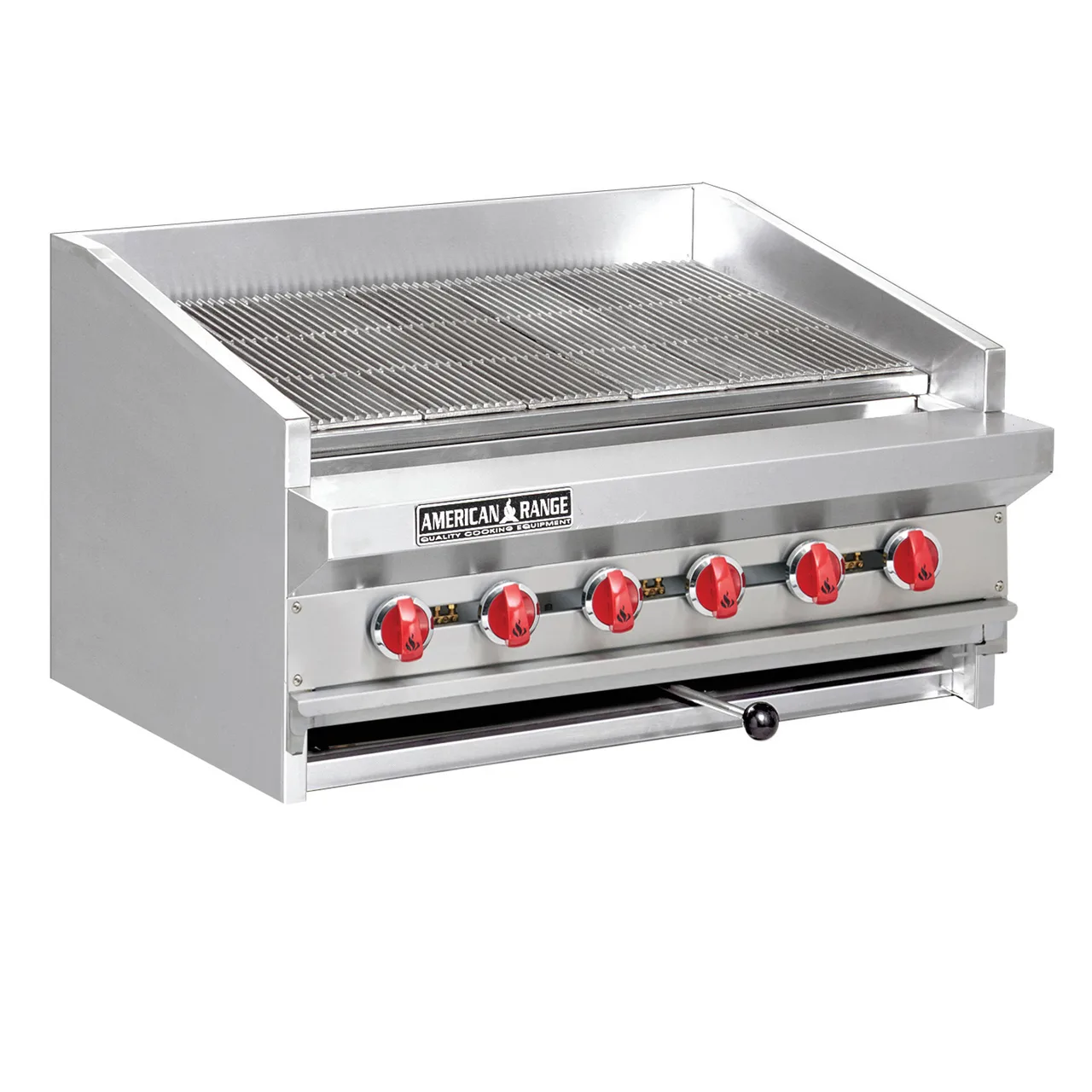 American Range ADJ-72 72" Countertop Gas Radiant Charbroiler w/ (12) Burners, 220.000 BTU