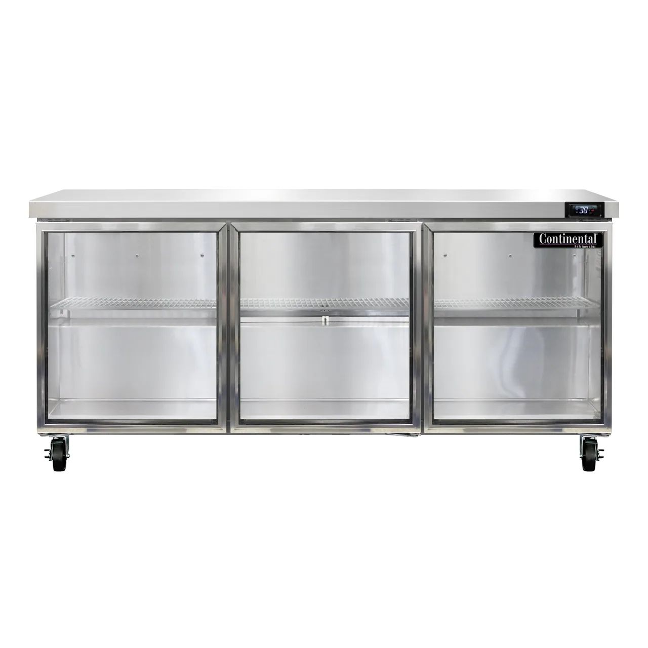 Continental Refrigerator SW72NGD 72" WorkTop Refrigerator w/ 3 Glass Doors, 20.6 cu. ft.
