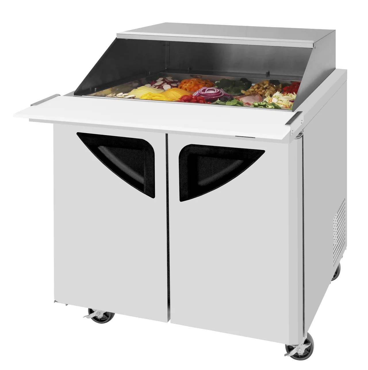 Turbo Air TST-36SD-15-N-SL 36" 2-Door Mega Top Sandwich and Salad Prep Table, 15 Pans, Stainless Steel