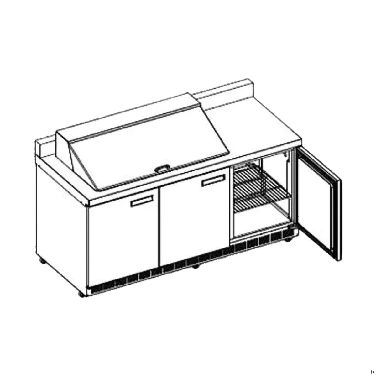 Delfield ST4472NP-24M 72" 3-Door Mega Top Sandwich and Salad Prep Table, 24 Pans