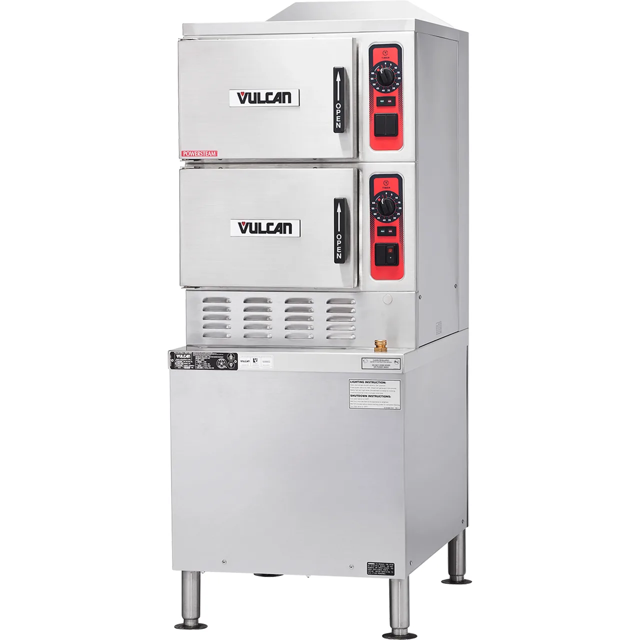 Vulcan C24GA10 10 Pan Gas Convection Steamer w/ 2 Compartments on Cabinet Base, 125.000 BTU