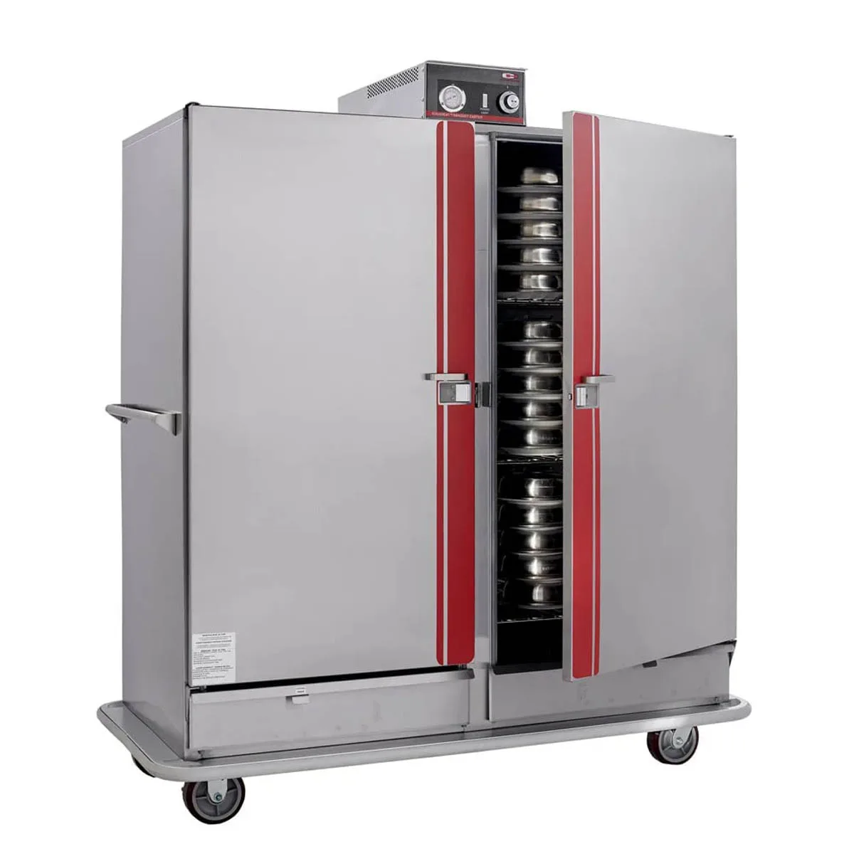 Carter-Hoffmann BB1600 Full Height 2-Door Heated Banquet Cabinet 150 Plates Stainless 73"-78" Mobile Casters