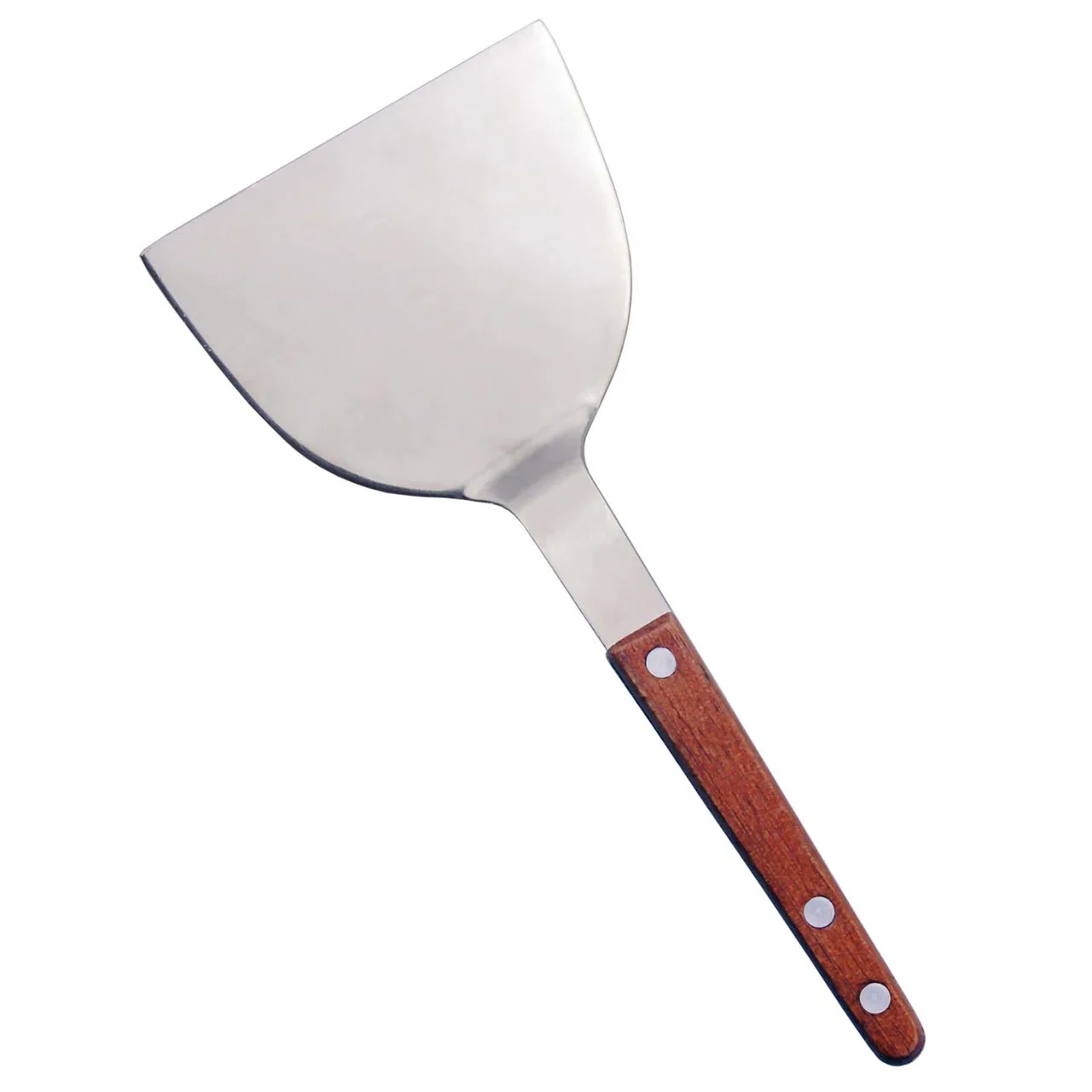 Omcan USA 80017 Teppanyaki Turner – 4" Blade x 3" Width, Solid Stainless Steel Blade, Wooden Handle