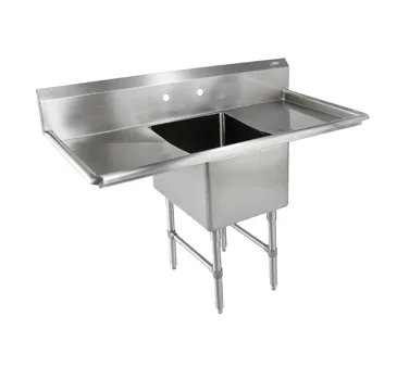 John Boos 1B184-2D18-X 57" One Compartment Sink, 18"W x 18"L Bowl With 2 Drainboards