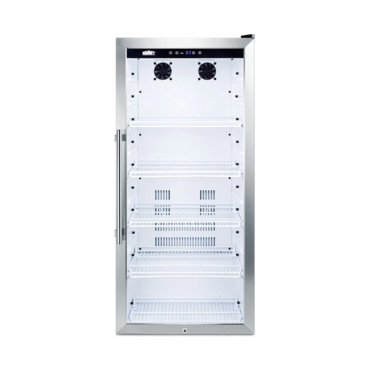 Summit SCR1006 Beverage Center with Locking Glass Door, in White, 9 cu.ft