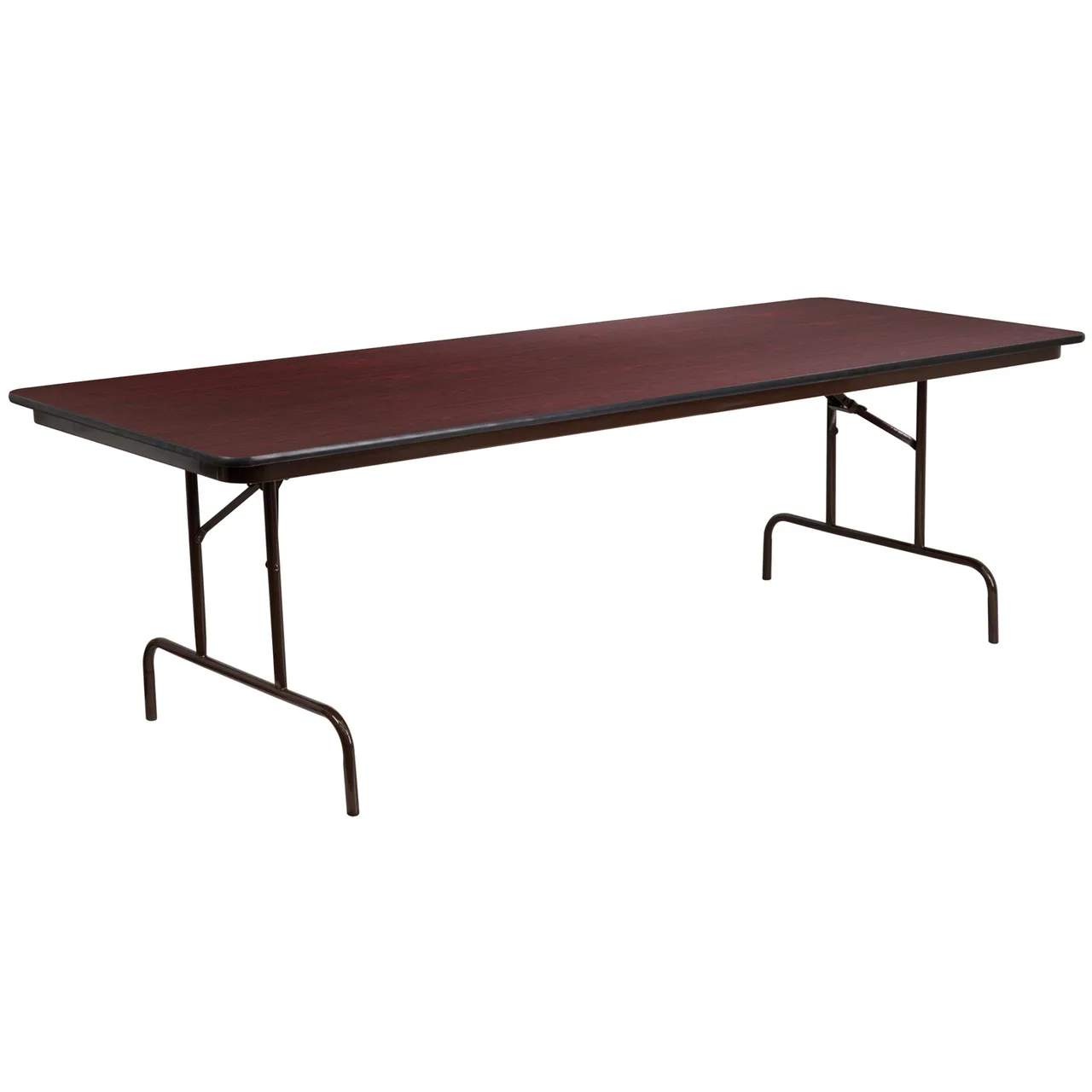 Flash Furniture YT-3696-HIGH-WAL-GG Folding Table, 96"W x 36"D x 30"H, Mahogany Laminate Top, Steel Pedestal Legs, Commercial Use