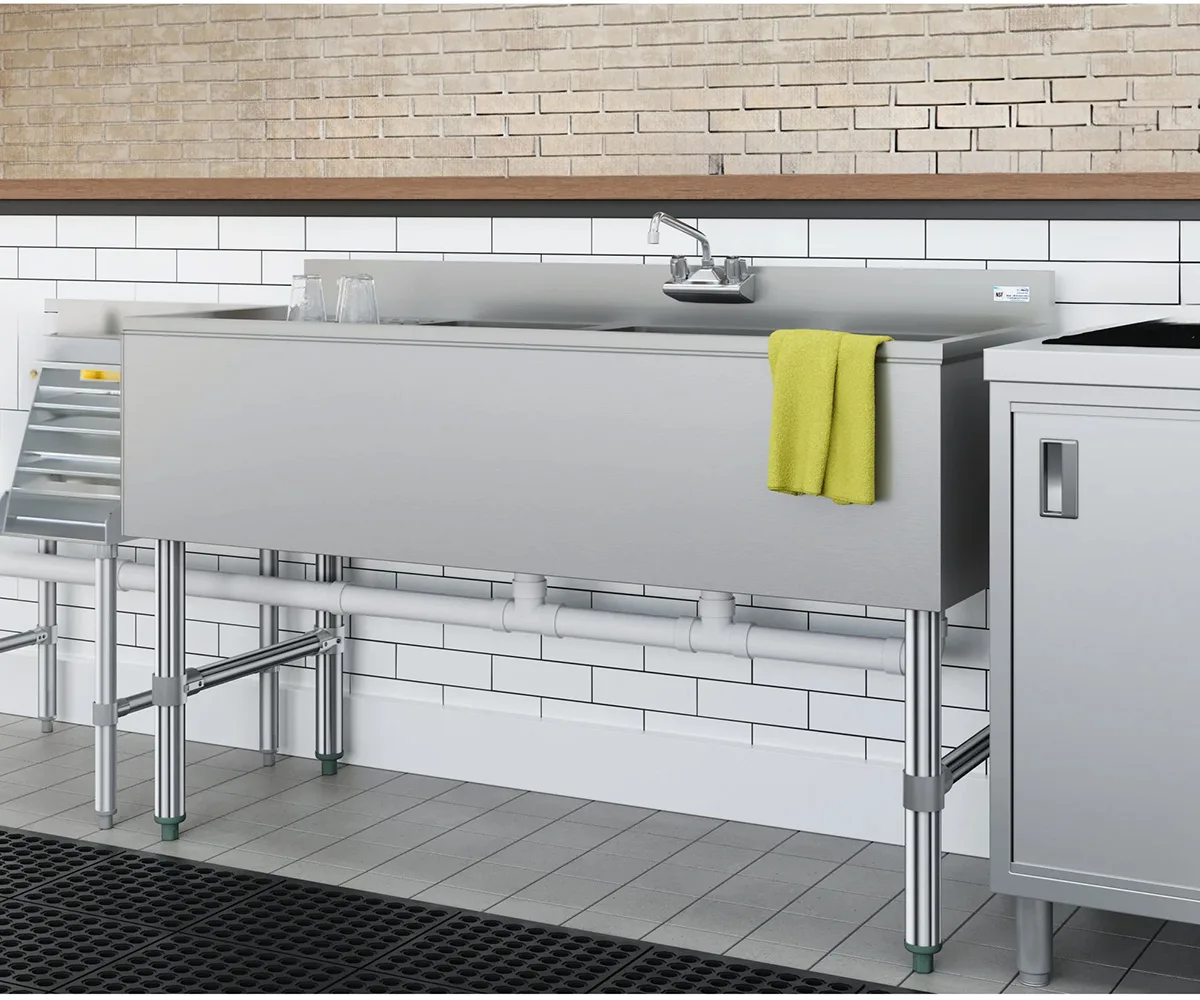 Koolmore SBR3B48-L-320 48" Underbar Sink Units, 3 Compartment with Left Drainboard