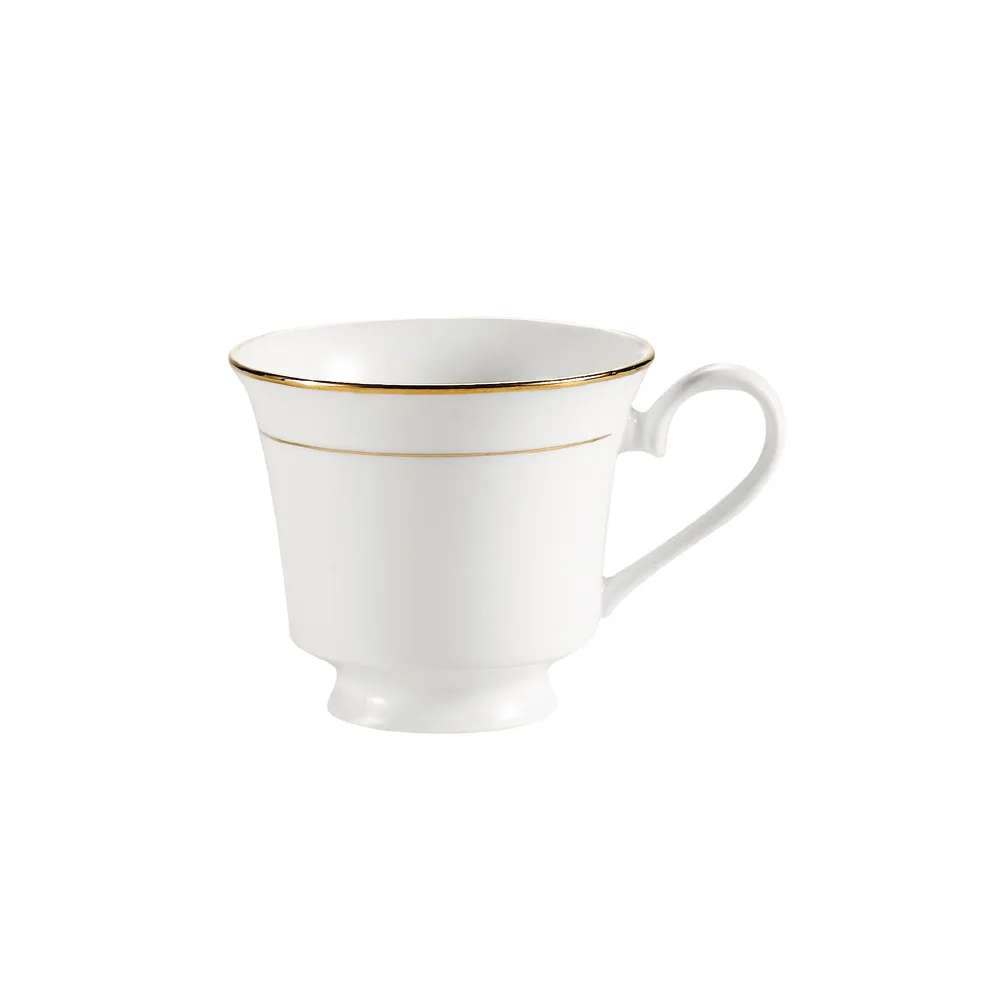 CAC China GRY-1 - Royal Porcelain Cup 7 oz White with Gold Band, Dishwasher & Oven Safe - 1 Dozen