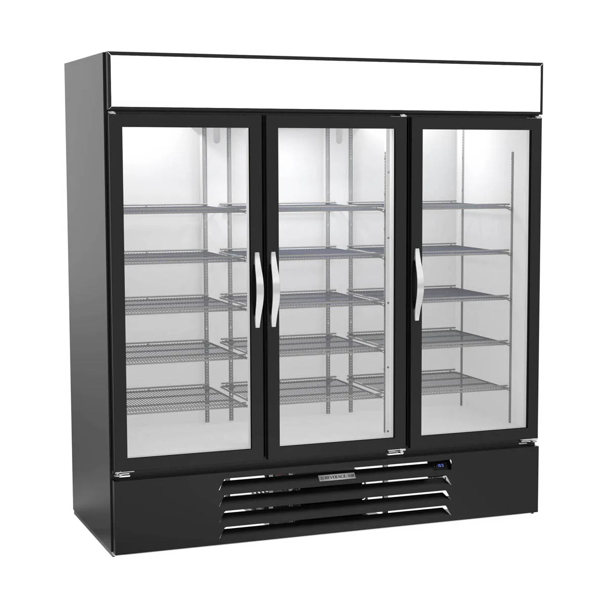 Beverage Air MMF72HC-5-B 75" 3 Glass Door Merchandiser Freezer in Black, 68.5 cu. ft.