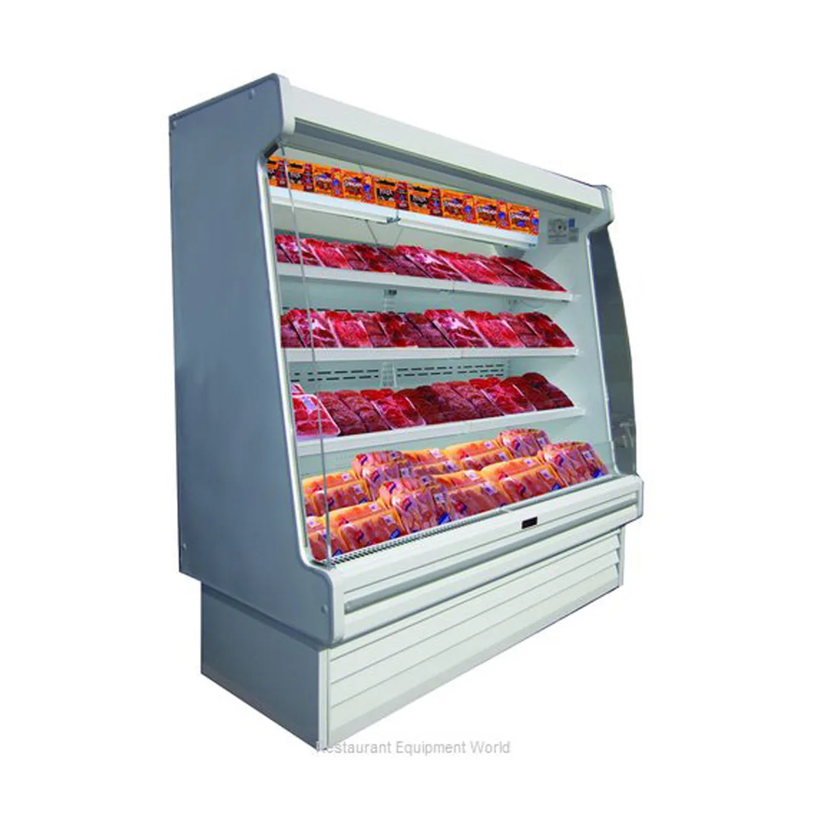 Howard-McCray SC-OM35E-5L-LED 63'' Vertical Packaged Meats Open Merhandiser in White, Self-Contained