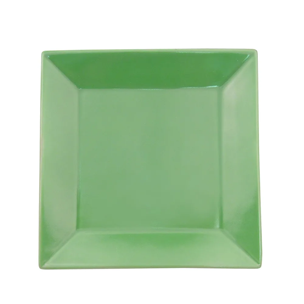 CAC China KC-6-G Green Square Stoneware Plate, 6" x 6" x 3/4", Dishwasher/Oven/Microwave Safe - Dozen