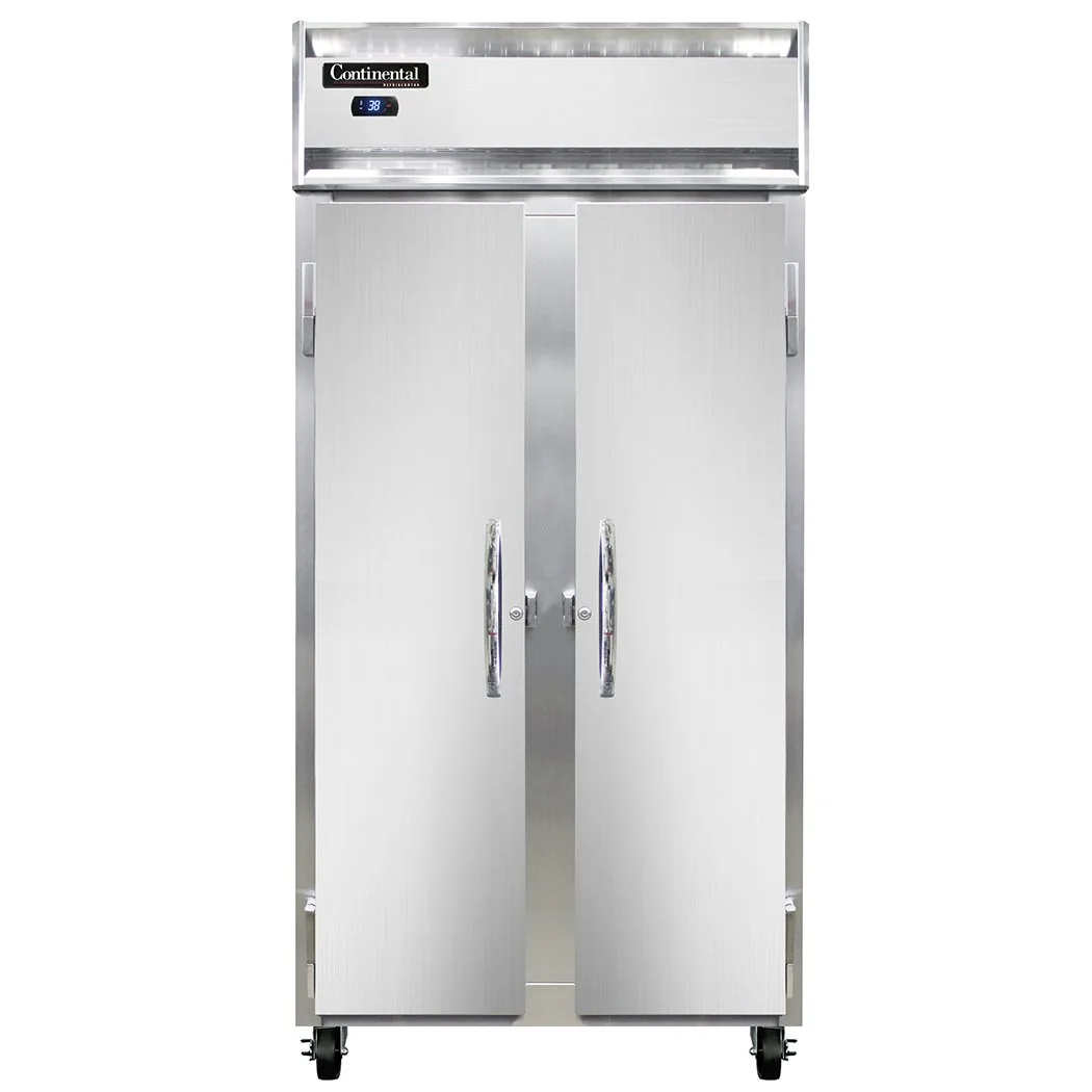 Continental Refrigerator 2RSESN 36" 2-Section Reach-In Refrigerator w/ 2 Solid Doors, Stainless Steel Front Aluminum Exterior, 24 cu.ft.
