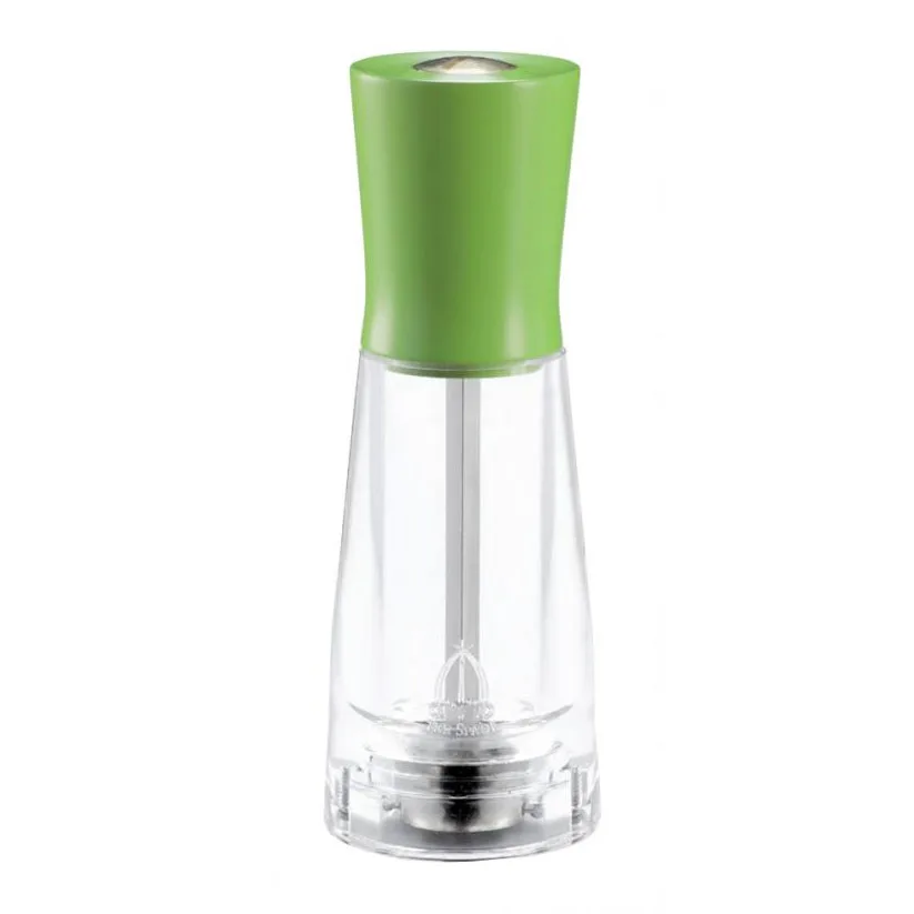 Omcan USA 43699 Salt Mill – 6" Green, Beech Wood & Acrylic Base, Conic Mechanism, 20‑yr Guarantee