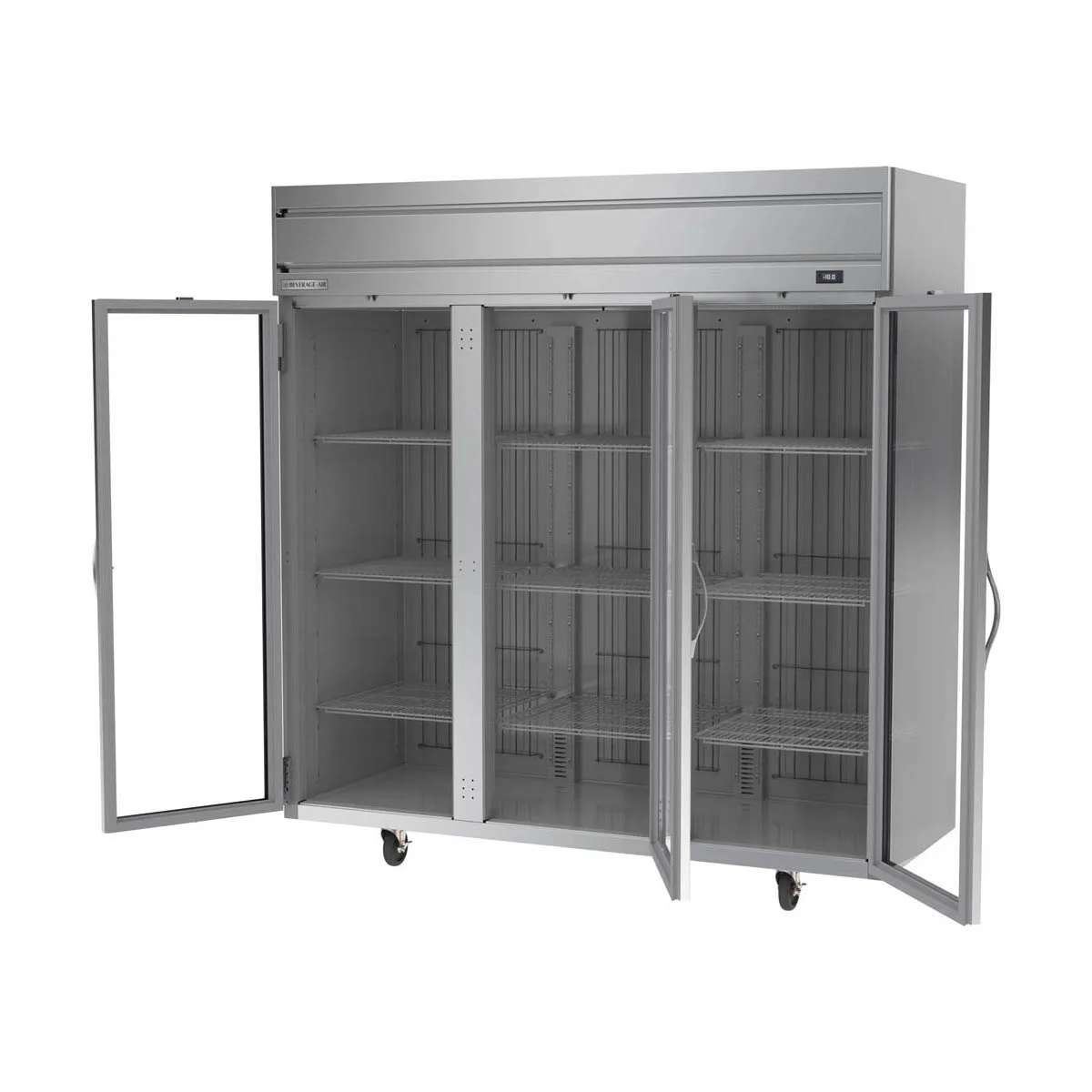 Beverage Air HF3HC-1G 78" 3-Glass Door Reach-In Freezer, Top Mount, 69.1 cu. ft., Stainless Steel Front
