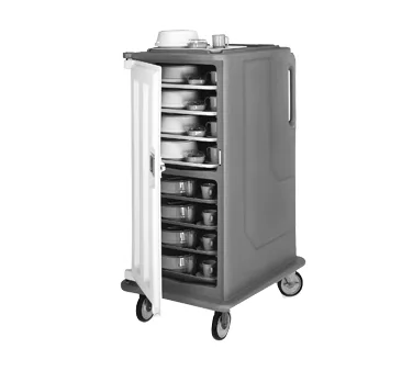 Cambro MDC1520T16615 Charcoal Gray 16 Tray 2 Compartment Meal Delivery Cart