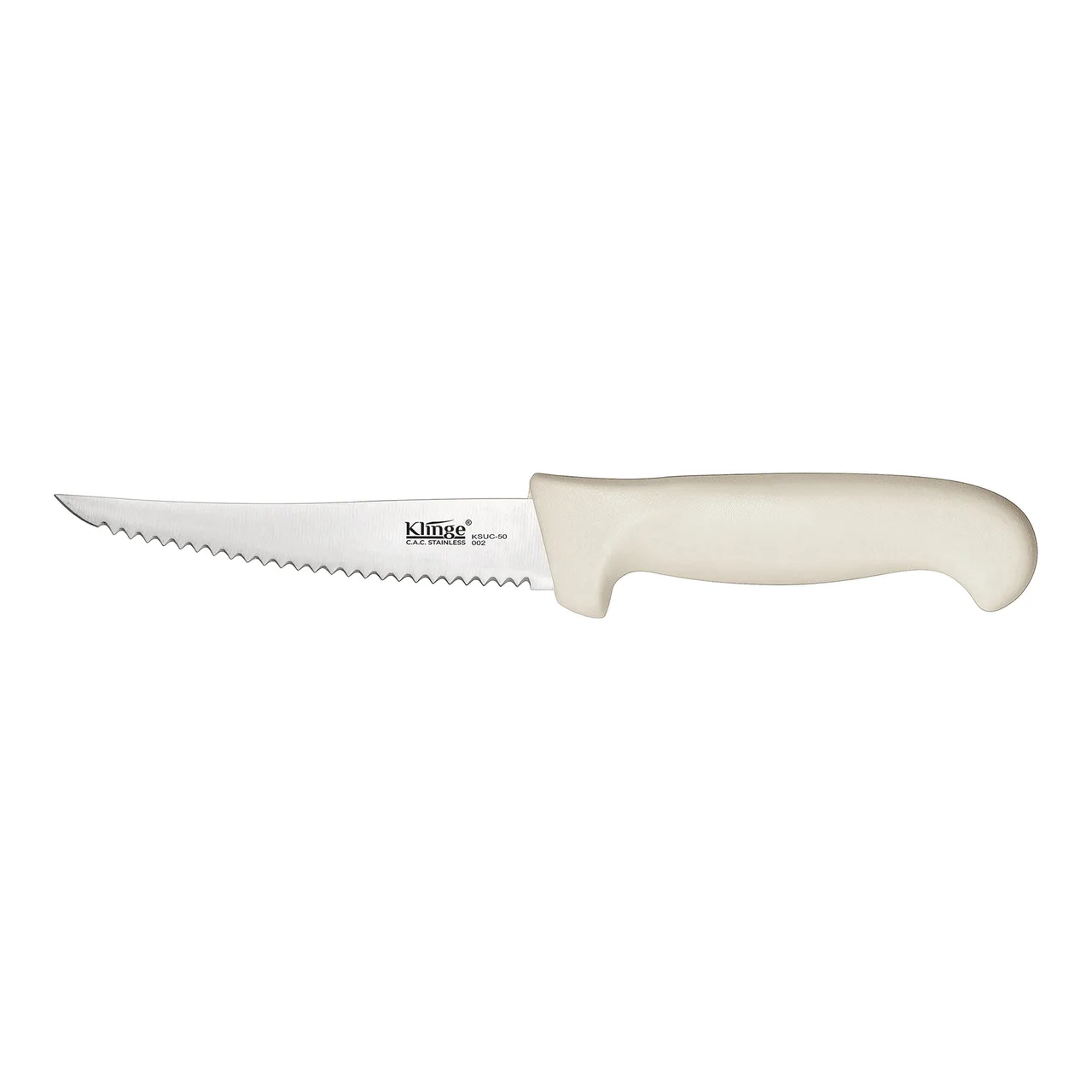 CAC China KSUC-50 Utility Knife, 5" Blade, Stamped, German High-Carbon Steel, White Handle
