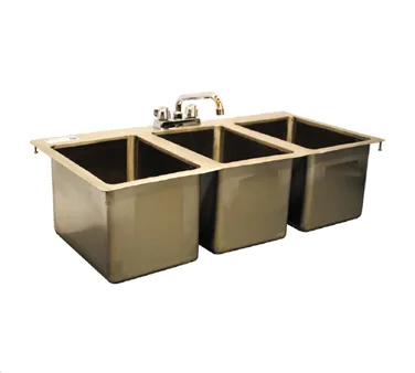 Serv-Ware DIS-3C1014-CWP-V 36" Drop-In Sink, 10"W x 14"L x 10"D Bowl / (3) Compartment