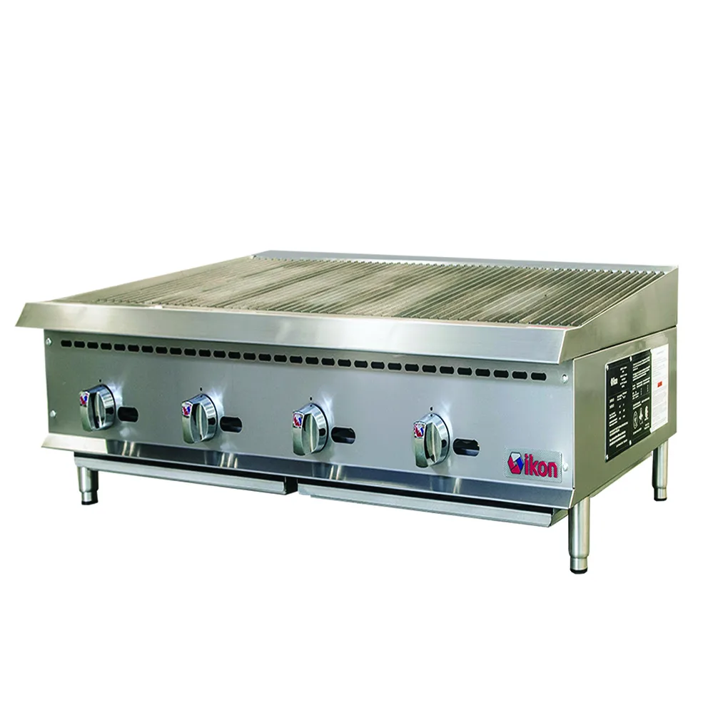 IKON IRB-48 48" Countertop Gas Radiant Charbroiler w/ (4) Burners, 140.000 BTU
