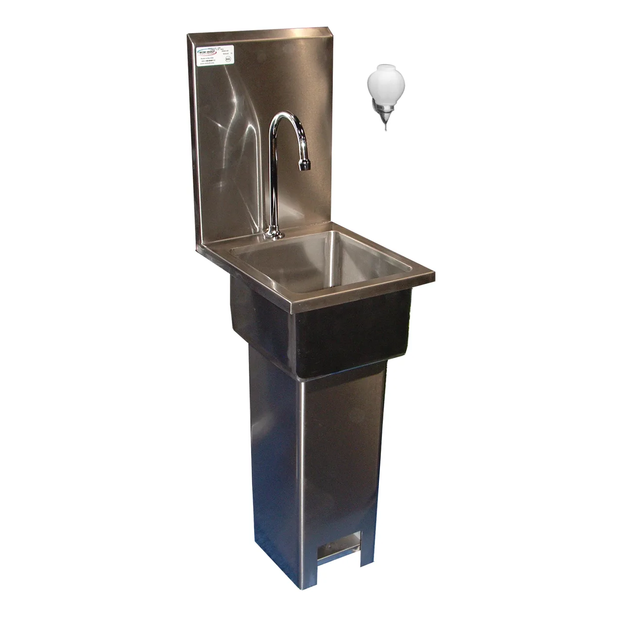 Winholt WHPS1110 12" Pedestal Mounted Hand Sink w/Faucet, Foot Valve & Soap Dispenser - 16 gauge